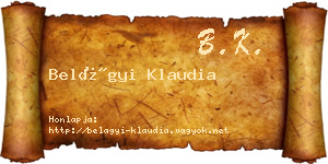 Belágyi Klaudia névjegykártya